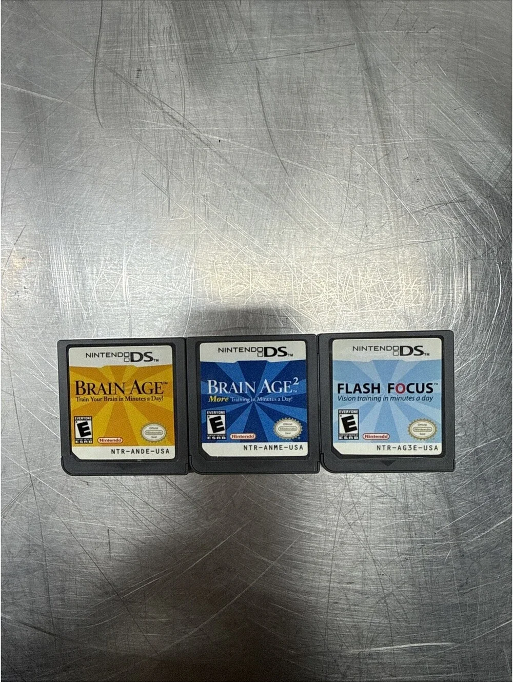 3 Mixed DS Game Lot- Brain Age & Flash Focus